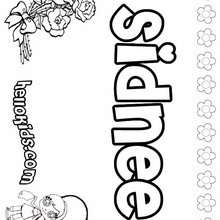 Sidnee - Coloring page - NAME coloring pages - GIRLS NAME coloring pages - S girls names coloring posters
