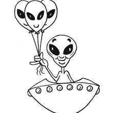 Alien in the spaceship coloring page