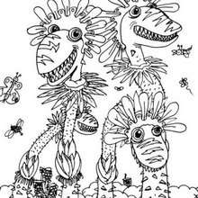 Brambles flowers monsters coloring page