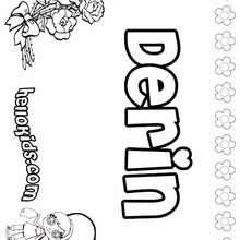 Derin - Coloring page - NAME coloring pages - GIRLS NAME coloring pages - D names for GIRLS free coloring sheets