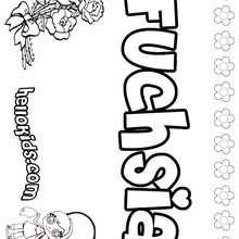 Fuchsia - Coloring page - NAME coloring pages - GIRLS NAME coloring pages - F girly names coloring book