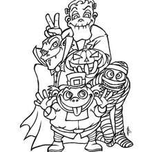 Spooky monsters coloring page