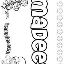 MaDee - Coloring page - NAME coloring pages - GIRLS NAME coloring pages - M names for girls coloring posters