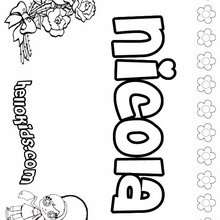 Nicola - Coloring page - NAME coloring pages - GIRLS NAME coloring pages - N names for girls coloring posters