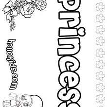 Princess - Coloring page - NAME coloring pages - GIRLS NAME coloring pages - O, P, Q names fo girls posters