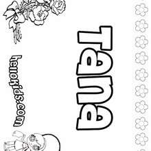 Tana - Coloring page - NAME coloring pages - GIRLS NAME coloring pages - T names for girls coloring and printing posters