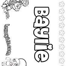 Baylie - Coloring page - NAME coloring pages - GIRLS NAME coloring pages - B names for girls coloring sheets