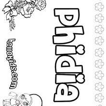 Phidia - Coloring page - NAME coloring pages - GIRLS NAME coloring pages - O, P, Q names fo girls posters