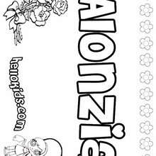 Alonzia - Coloring page - NAME coloring pages - GIRLS NAME coloring pages - A names for girls coloring sheets