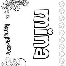 Mina - Coloring page - NAME coloring pages - GIRLS NAME coloring pages - M names for girls coloring posters
