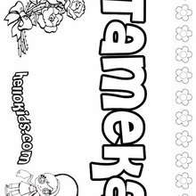 Tameka - Coloring page - NAME coloring pages - GIRLS NAME coloring pages - T names for girls coloring and printing posters