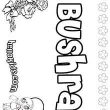 Bushra - Coloring page - NAME coloring pages - GIRLS NAME coloring pages - B names for girls coloring sheets