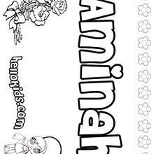 Aminah - Coloring page - NAME coloring pages - GIRLS NAME coloring pages - A names for girls coloring sheets