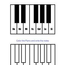 Piano notes coloring page - Coloring page - MUSICAL coloring pages - MUSICAL ACADEMY coloring pages