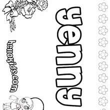 Yenny - Coloring page - NAME coloring pages - GIRLS NAME coloring pages - U, V, W, X, Y, Z girls names posters