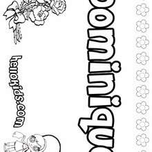 Dominique - Coloring page - NAME coloring pages - GIRLS NAME coloring pages - D names for GIRLS free coloring sheets