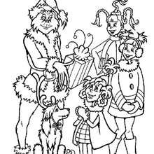 Grinch gives out Christmas gifts coloring page