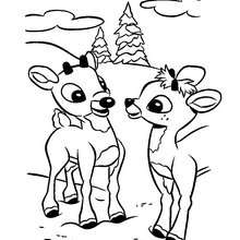 Rudolph and friend coloring page - Coloring page - HOLIDAY coloring pages - CHRISTMAS coloring pages - XMAS REINDEER coloring pages - RUDOLPH THE RED-NOSED REINDEER coloring pages