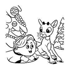 Rudolph and Hermey the misfit Elf coloring page