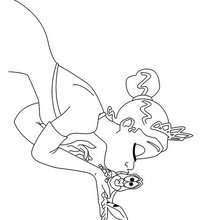 Tiana kissing the frog coloring page