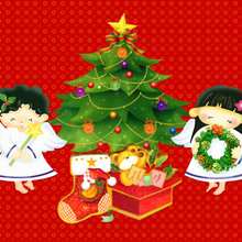 Angels and Christmas Tree wallpaper - Drawing for kids - WALLPAPERS - CHRISTMAS Wallpapers - CHRISTMAS TREE wallpapers