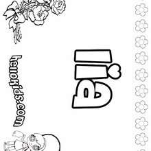 Lia - Coloring page - NAME coloring pages - GIRLS NAME coloring pages - L girl names coloring posters