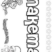 Nakema - Coloring page - NAME coloring pages - GIRLS NAME coloring pages - N names for girls coloring posters