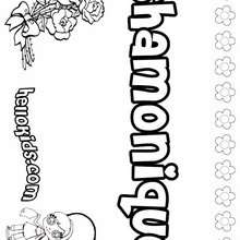Shamonique - Coloring page - NAME coloring pages - GIRLS NAME coloring pages - S girls names coloring posters