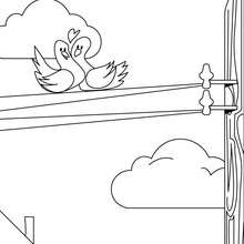 Birds in Love - Coloring page - HOLIDAY coloring pages - VALENTINE coloring pages - KISS coloring pages