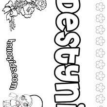 Destyni - Coloring page - NAME coloring pages - GIRLS NAME coloring pages - D names for GIRLS free coloring sheets