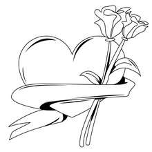 Heart with roses coloring page - Coloring page - HOLIDAY coloring pages - VALENTINE coloring pages - HEART coloring pages