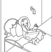 Jeanne reading a book coloring page