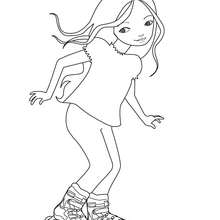 Jeanne roller skating coloring page
