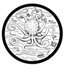 European octopus mandala - Coloring page - MANDALA coloring pages - COUNTRIES mandalas