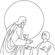 Jesus sharing Bread and Wine coloring page