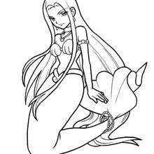 Sara coloring page - Coloring page - GIRL coloring pages - MERMAID MELODY coloring pages - SARA MERMAID PRINCESS coloring pages