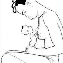 Baby Kirikou and his mother coloring page