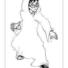Harry Potter with invisible cape coloring page