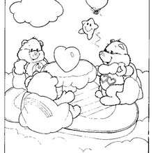 Care Bears and hearts coloring page - Coloring page - CHARACTERS coloring pages - TV SERIES CHARACTERS coloring pages - CARE BEARS coloring pages - CARE BEAR coloring pages