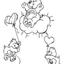 Care Bears flying with balloons coloring page - Coloring page - CHARACTERS coloring pages - TV SERIES CHARACTERS coloring pages - CARE BEARS coloring pages - CARE BEAR coloring pages