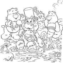 Care Bears having a bath coloring page