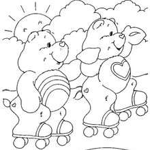 Care Bears rollerskating coloring page - Coloring page - CHARACTERS coloring pages - TV SERIES CHARACTERS coloring pages - CARE BEARS coloring pages - CARE BEAR coloring pages
