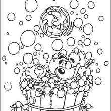 Diddl having a bath coloring page