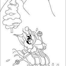 Diddl skiing coloring page - Coloring page - CHARACTERS coloring pages - CARTOON CHARACTERS Coloring Pages - DIDDL coloring pages
