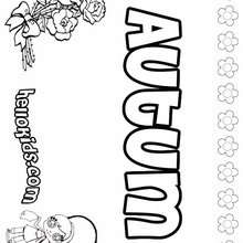 Autum - Coloring page - NAME coloring pages - GIRLS NAME coloring pages - A names for girls coloring sheets