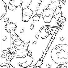 Birthday party coloring page - Coloring page - CHARACTERS coloring pages - TV SERIES CHARACTERS coloring pages - DORA THE EXPLORER coloring pages - BOOTS THE MONKEY coloring pages