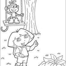 Dora and Boots coloring page - Coloring page - CHARACTERS coloring pages - TV SERIES CHARACTERS coloring pages - DORA THE EXPLORER coloring pages - BOOTS THE MONKEY coloring pages