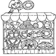 Dora's beach shop coloring page - Coloring page - CHARACTERS coloring pages - TV SERIES CHARACTERS coloring pages - DORA THE EXPLORER coloring pages - DORA coloring pages