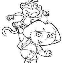 Dora the explorer and Boots coloring page