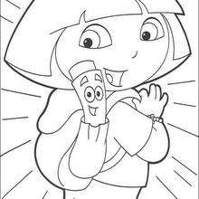 Dora the Explorer, Map and Backpack coloring page - Coloring page - CHARACTERS coloring pages - TV SERIES CHARACTERS coloring pages - DORA THE EXPLORER coloring pages - MAP coloring pages